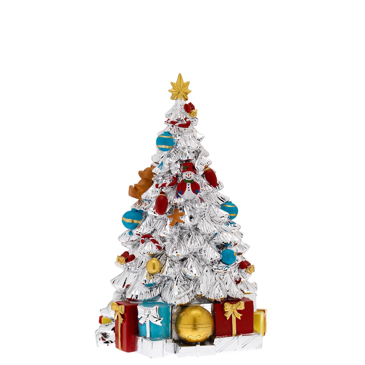 ALBERO ARGENTATO E SMALTO CON CARILLON H. 25